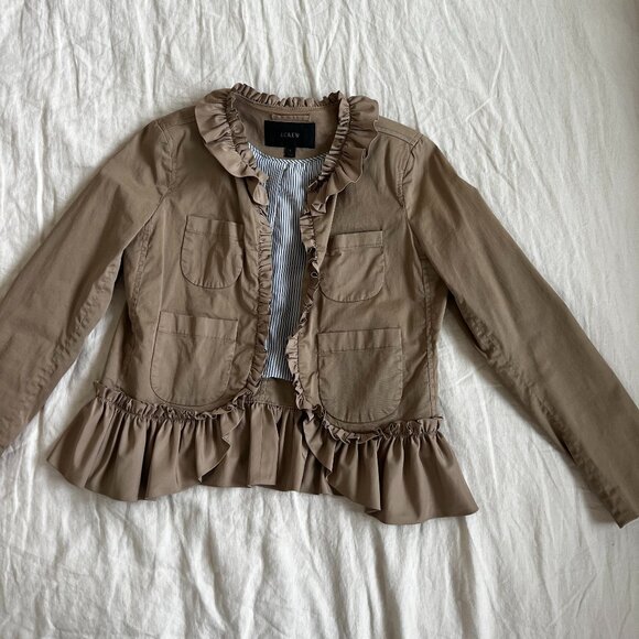 J. Crew Ruffle Chino Jacket in Tan - Picture 5 of 11